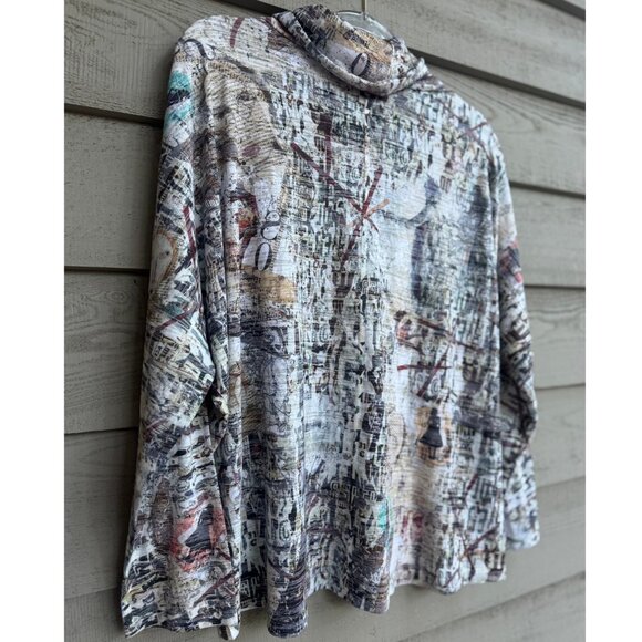 Inoah Made in USA Abstract Art Print Cowl Neck Tunic Top Size M - Picture 9 of 10